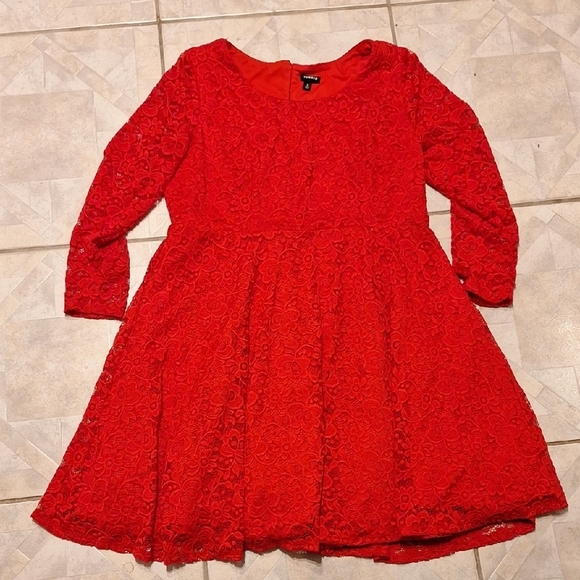 t Torrid Red Lacey Lined Plus Size Dress Size 2X - Picture 1 of 5